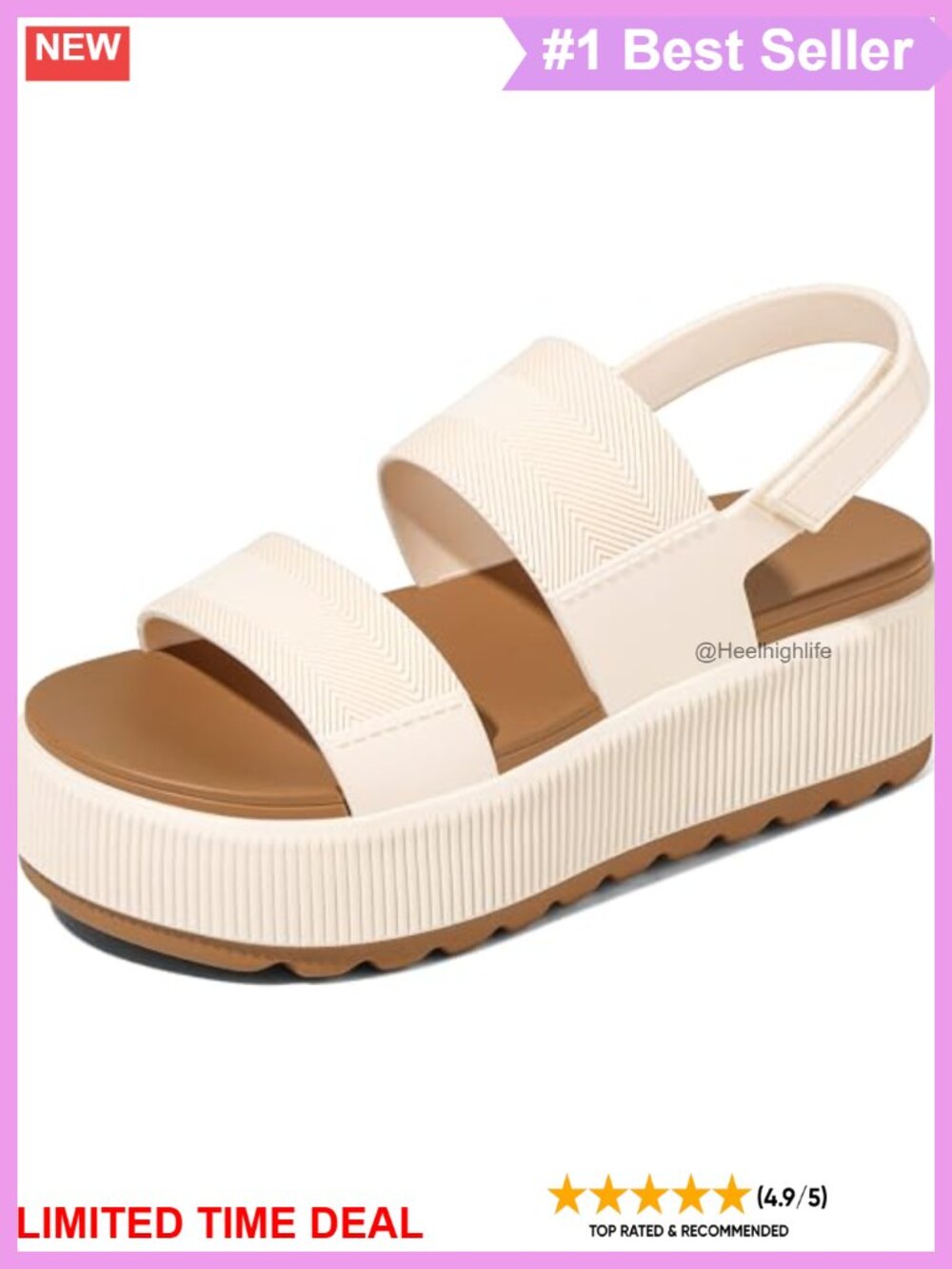 Women's Platform Water Sandals Chunky Lug Sole EVA Open Toe Hook Loop Summer
